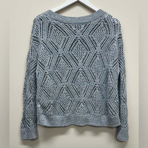 Old Navy Women's Light Blue Knit Sweater Boxy Cropped Top Shirt Sz S Loose Knit - Picture 5 of 6